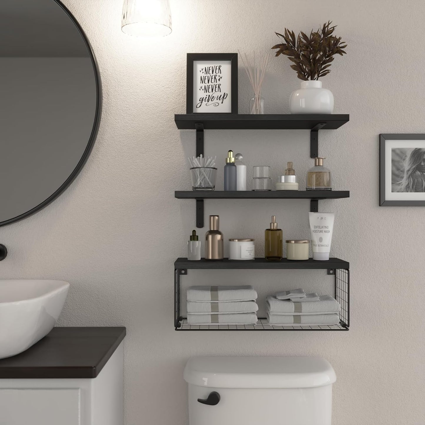 Wall Mounted Floating Shelves 3 Wood Bathroom Shelves Farmhouse Floating Shelf Bathroom Accessories for Bedroom