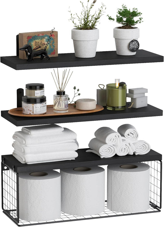 Wall Mounted Floating Shelves 3 Wood Bathroom Shelves Farmhouse Floating Shelf Bathroom Accessories for Bedroom